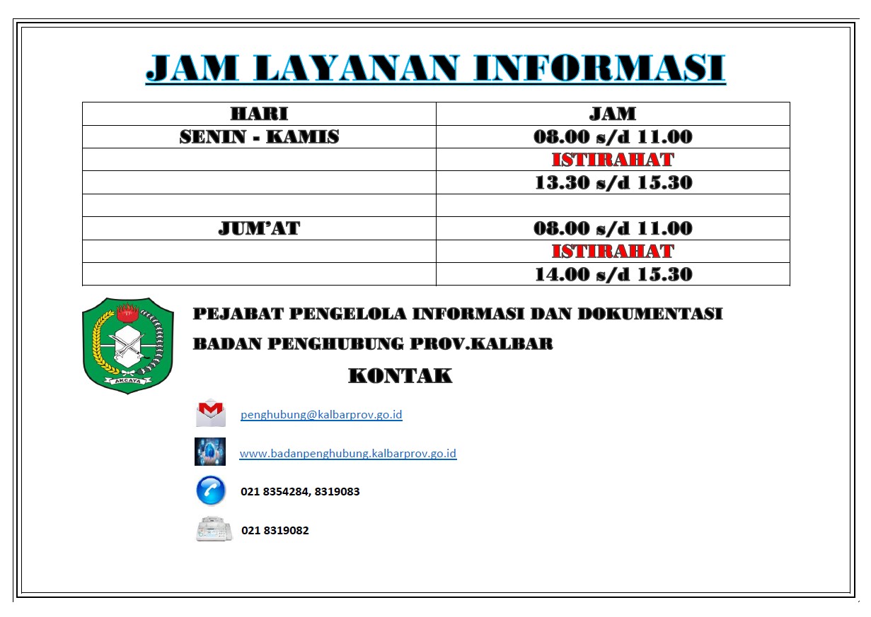 Jam Layanan PPID BANHUB 2020